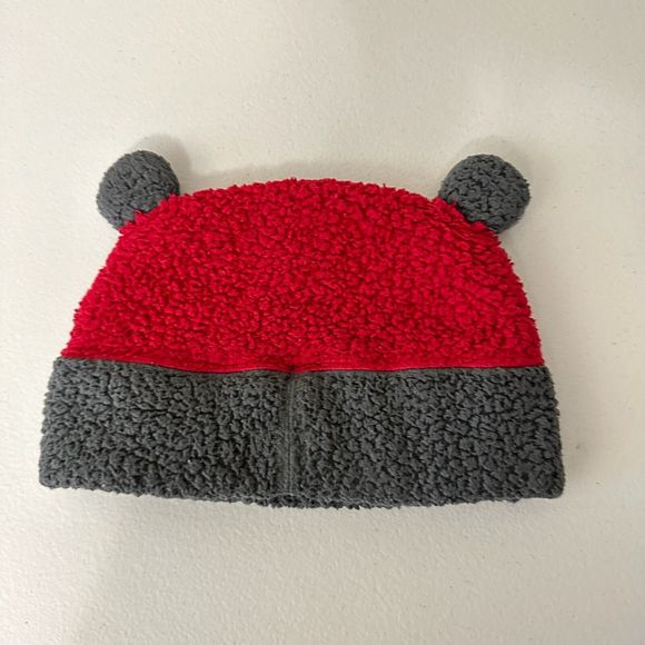 PATAGONIA Baby Furry Friends Fleece Hat in Red/Grey - Picture 3 of 5